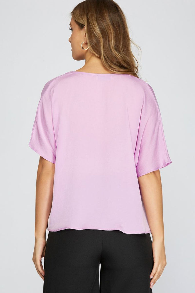 Women’s Draped Cowl-Neck Blouse – Dolman Sleeves, Relaxed Straight Fit, Office-to-Event Top