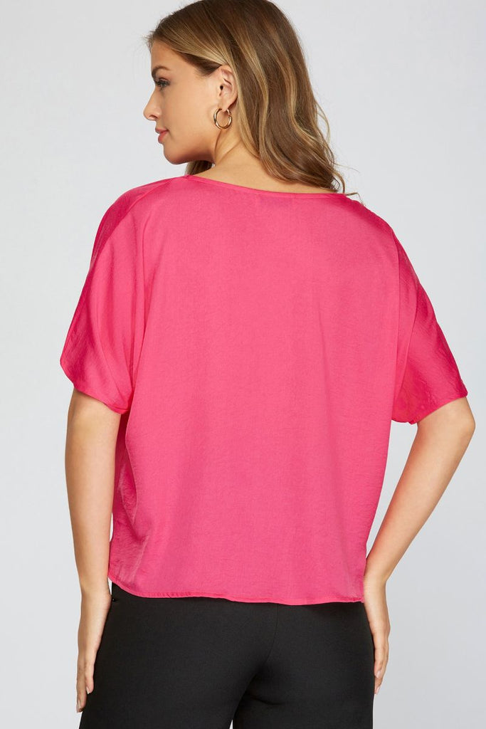 Women’s Draped Cowl-Neck Blouse – Dolman Sleeves, Relaxed Straight Fit, Office-to-Event Top