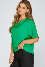 Load image into Gallery viewer, Women’s Draped Cowl-Neck Blouse – Dolman Sleeves, Relaxed Straight Fit, Office-to-Event Top