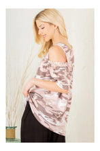 Load image into Gallery viewer, Women’s Cold Shoulder Loose Fit Top – Round Neck Ruffle Sleeve Tunic Casual Tee