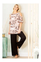Load image into Gallery viewer, Women’s Cold Shoulder Loose Fit Top – Round Neck Ruffle Sleeve Tunic Casual Tee