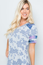 Load image into Gallery viewer, Women’s Camo Print Patchwork V-Neck Long-Sleeve Top – Soft Stretch Knit, Tunic Length, Casual Everyday Wear