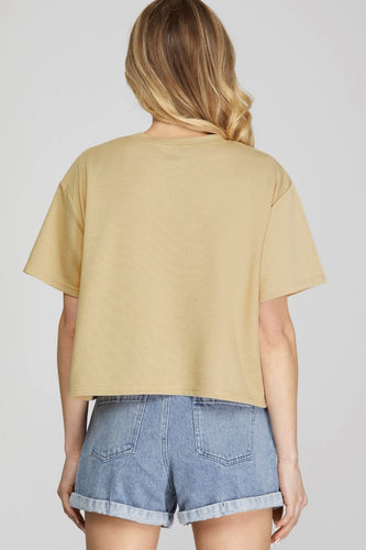 Women’s Loose-Fit Drop-Shoulder Tee – Cropped Boxy Basic Top for Everyday Wear