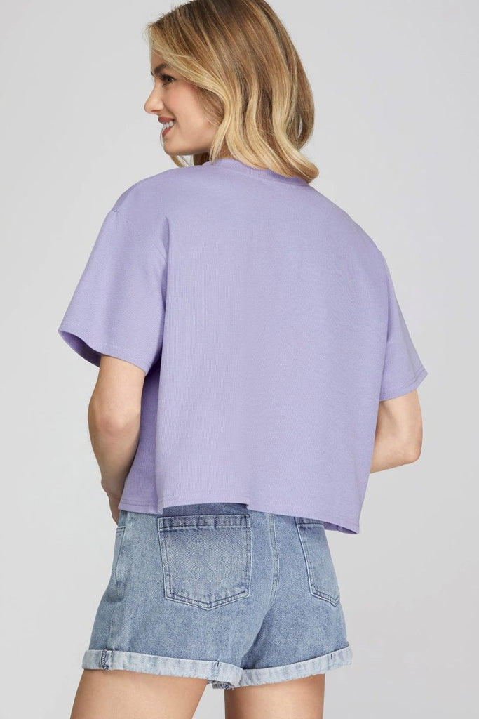 Women’s Loose Fit Drop Shoulder Short Sleeve T-Shirt – Casual Cropped Basic Top
