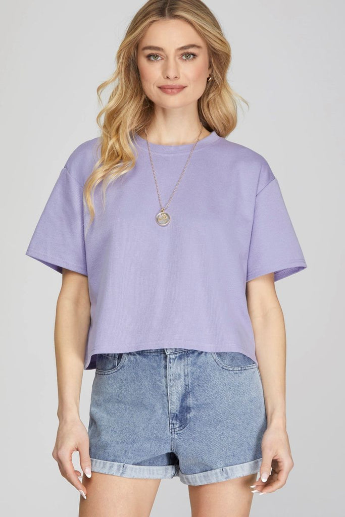 Women’s Loose Fit Drop Shoulder Short Sleeve T-Shirt – Casual Cropped Basic Top