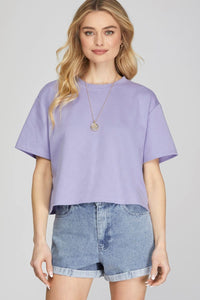 Women’s Loose Fit Drop Shoulder Short Sleeve T-Shirt – Casual Cropped Basic Top