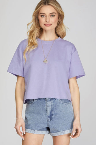 Women’s Loose Fit Drop Shoulder Short Sleeve T-Shirt – Casual Cropped Basic Top