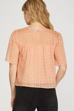 Load image into Gallery viewer, Women’s Lace Eyelet Short-Sleeve Blouse – Relaxed Boxy Fit Round Neck Top