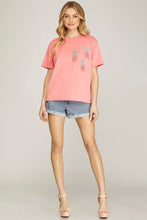 Load image into Gallery viewer, Women’s Sequin Star Fringe Decor Tee – Round Neck Relaxed Fit Casual Top