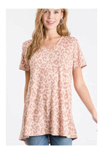 Load image into Gallery viewer, Women’s Animal-Print V-Neck Tee – Relaxed Fit Short-Sleeve Top with Curved Hem