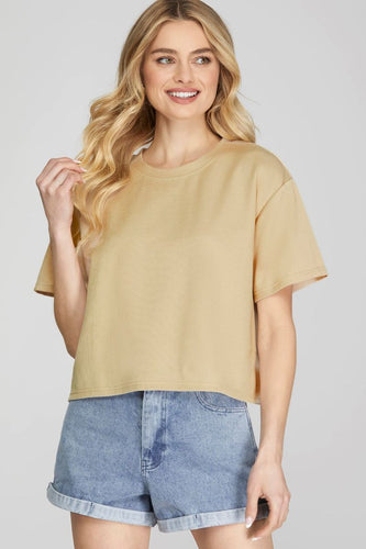Women’s Loose-Fit Drop-Shoulder Tee – Cropped Boxy Basic Top for Everyday Wear