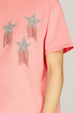 Load image into Gallery viewer, Women’s Sequin Star Fringe Decor Tee – Round Neck Relaxed Fit Casual Top