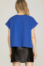 Load image into Gallery viewer, Women’s Embellished Round Neck Short Sleeve Top – Loose Fit Casual Elegant Tee