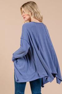 Women’s Oversized Drop-Shoulder Long Sleeve Knit Top – Relaxed Fit, Soft Draped Tunic Style