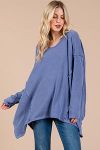 Women’s Oversized Drop-Shoulder Long Sleeve Knit Top – Relaxed Fit, Soft Draped Tunic Style
