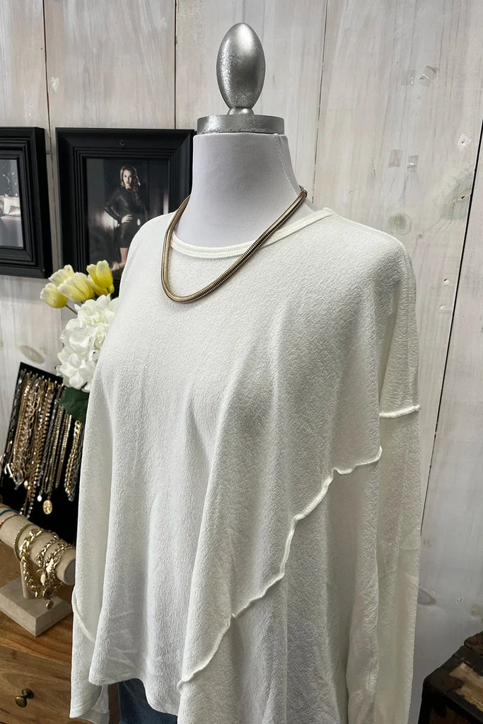Women’s Oversized Drop-Shoulder Long Sleeve Knit Top – Relaxed Fit, Soft Draped Tunic Style